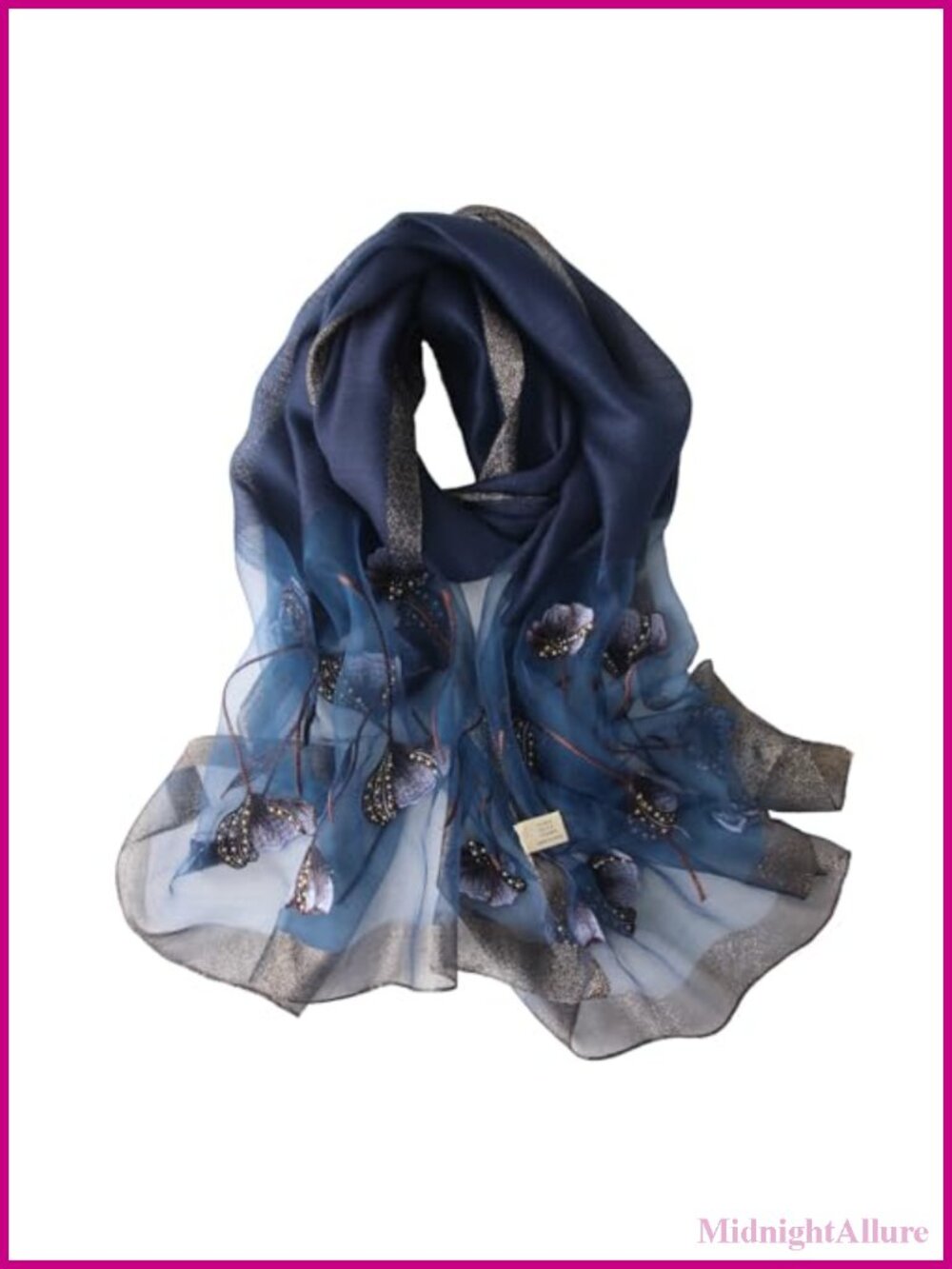 Silk Cotton Floral Embroidered Scarf Shawl Wrap for Women Wedding